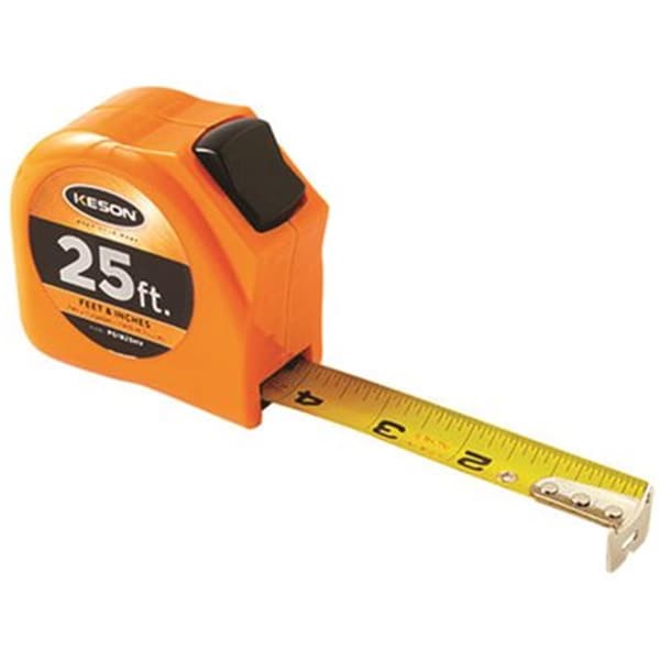 Hardware Express Keson Short Measuring Tape With Toggle Lock 25 Ft. X 1 In. Orange 2465396 - main